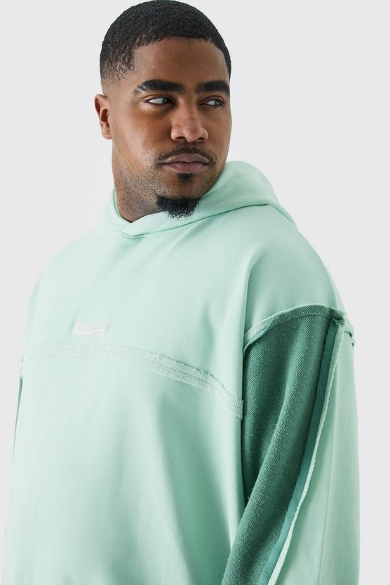 Plus Oversize Hoodie mit rohem Saum