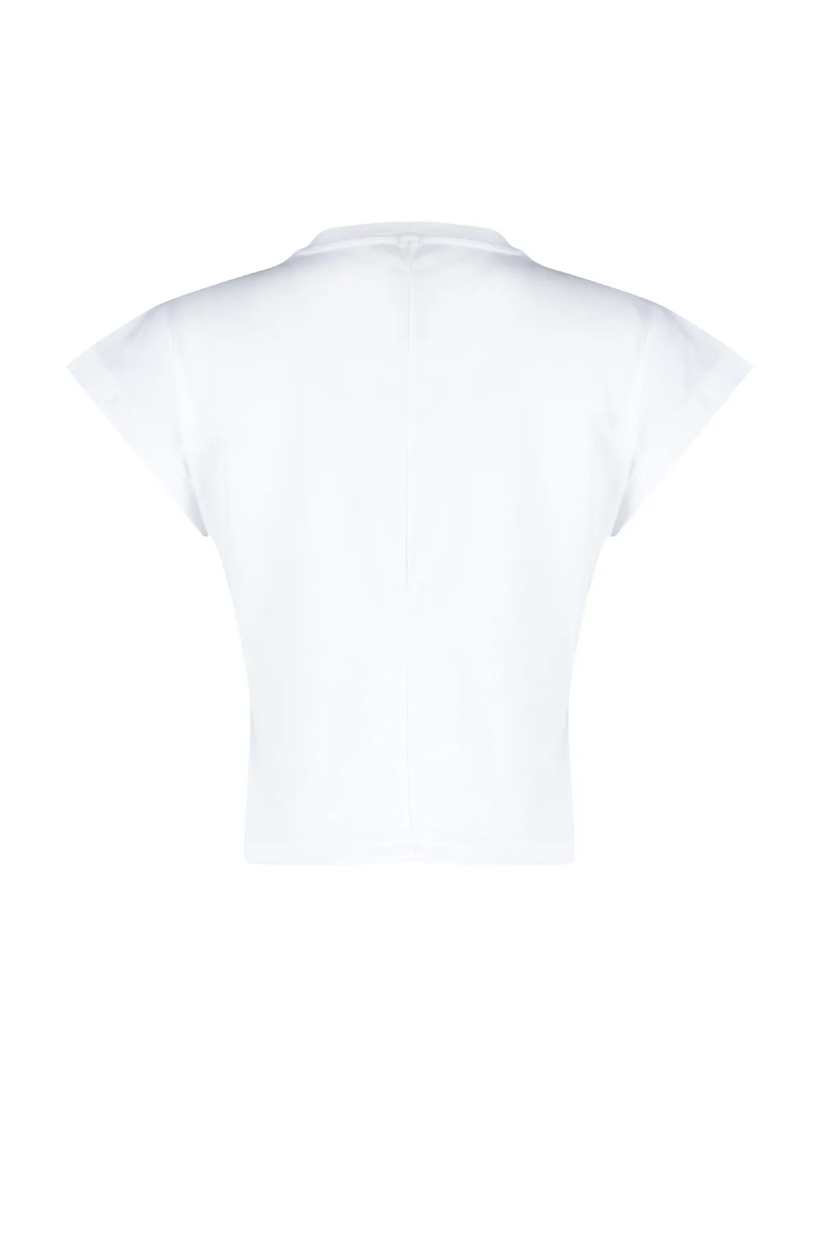 Trendyol Collection  Weißes, 100 % Baumwolle mit Stopper, Regular/Regular Fit, Mondärmel, kurzes Strick-T-Shirt TWOSS24TS00057