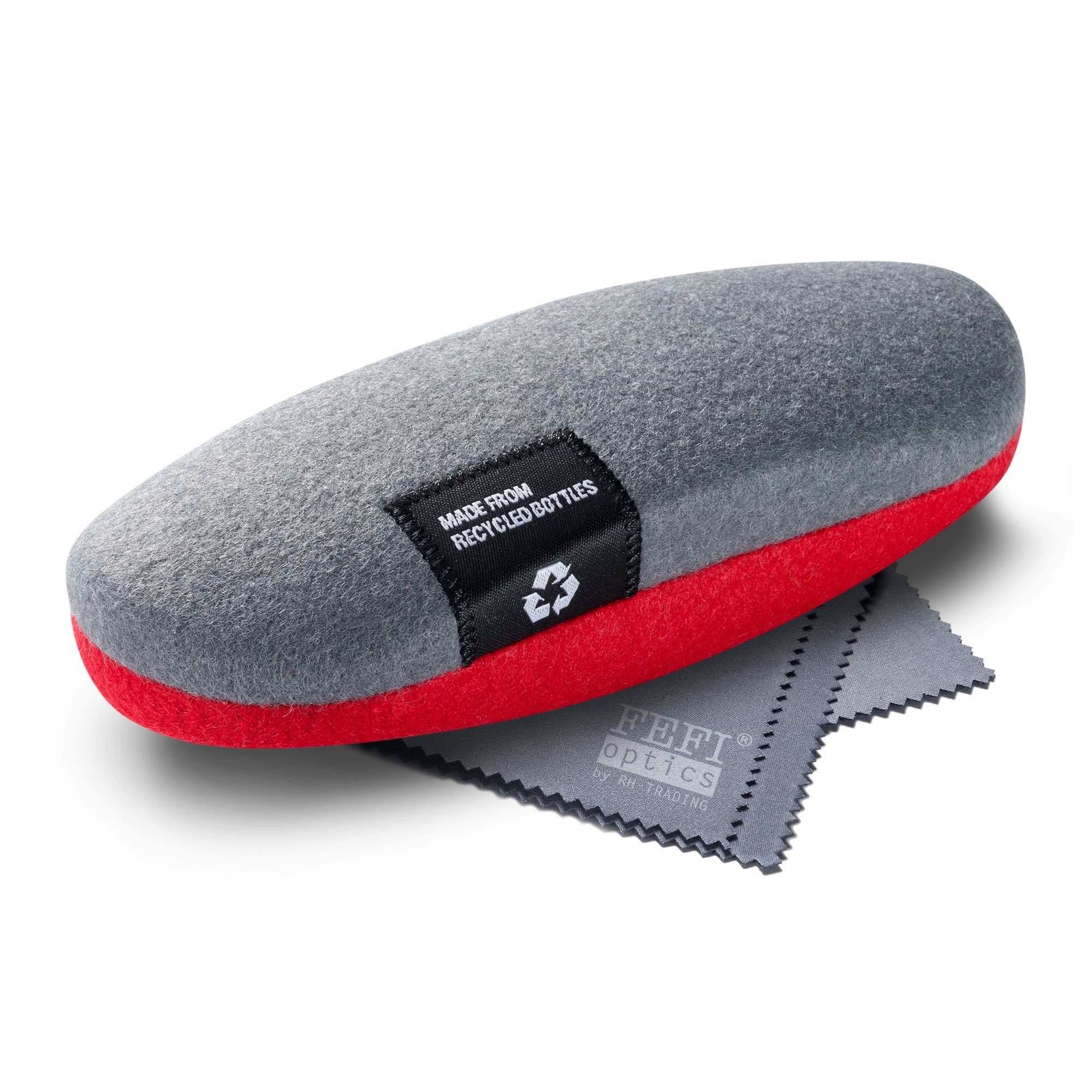 FEFI Brillenetui Hardcase mit Filzbezug aus recycelten PET-Flaschen, inklusive Mikrofasertuch