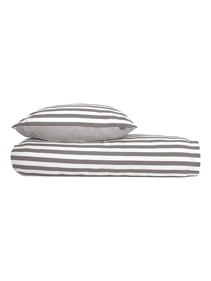 Schiesser Feinbiber-Bettwäsche-Set in Grau/ Weiß günstig kaufen 135x200 cm