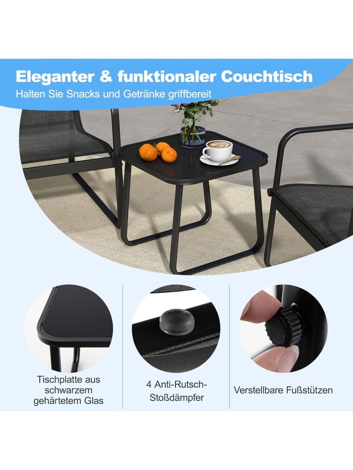 COSTWAY 3-tlg. Gartenmöbel Set in Schwarz günstig kaufen onesize