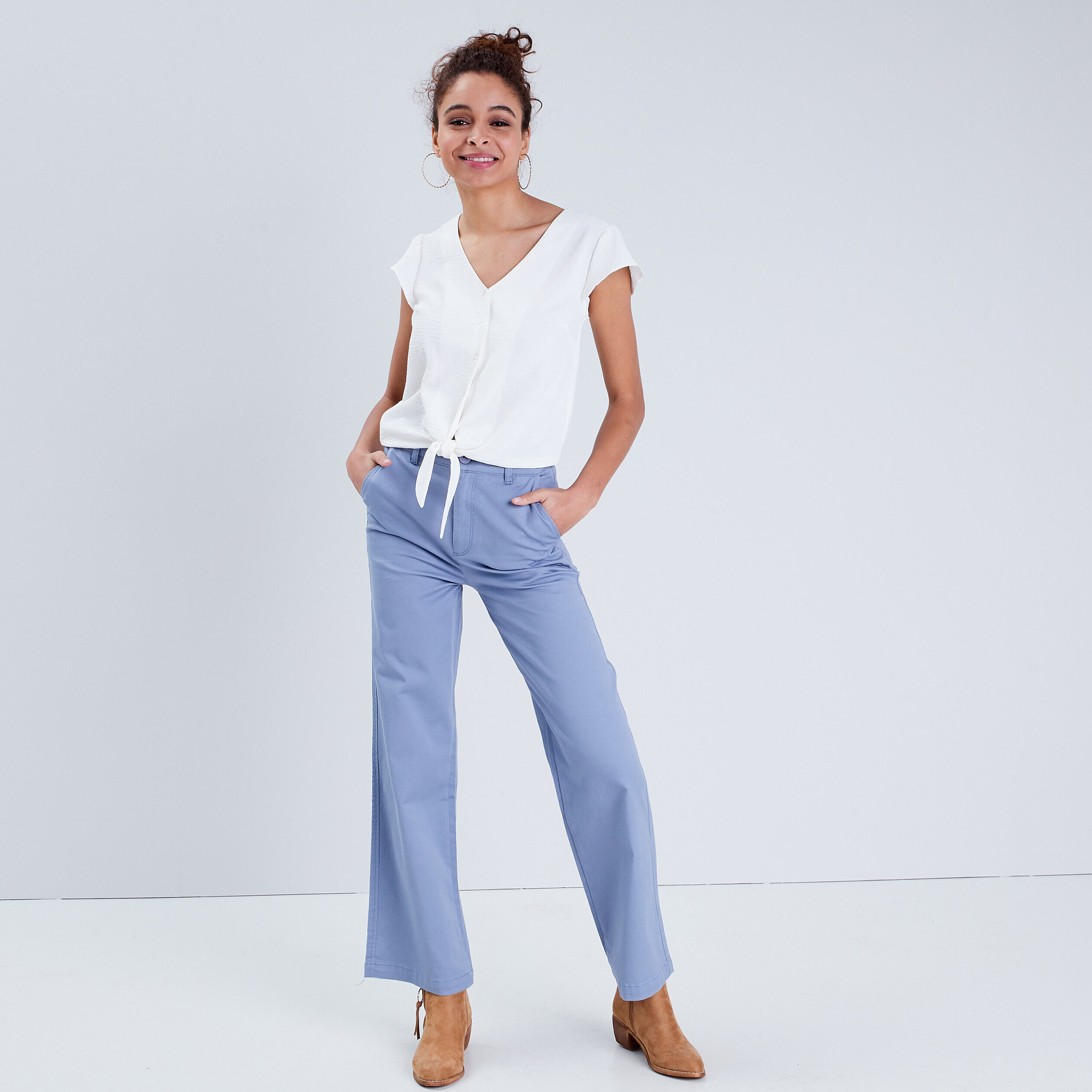 Chemise manches courtes ecru femme | Cache Cache