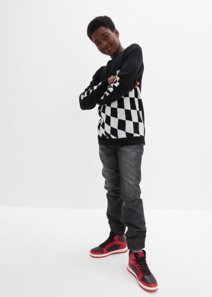 Jungen Strickpullover mit Jaquardmuster