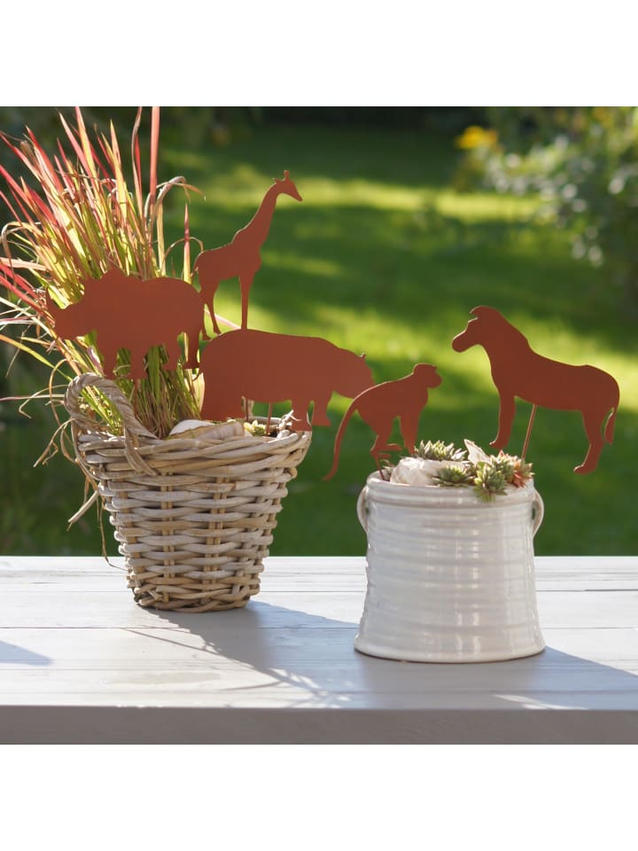 UNUS Gartenstecker 5er Set Tiere in Afrika Rostoptik in Rost günstig kaufen Anzahl: 5 Stück
