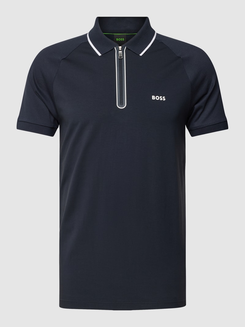 Poloshirt mit Logo-Print Modell 'Philix' in marineblau