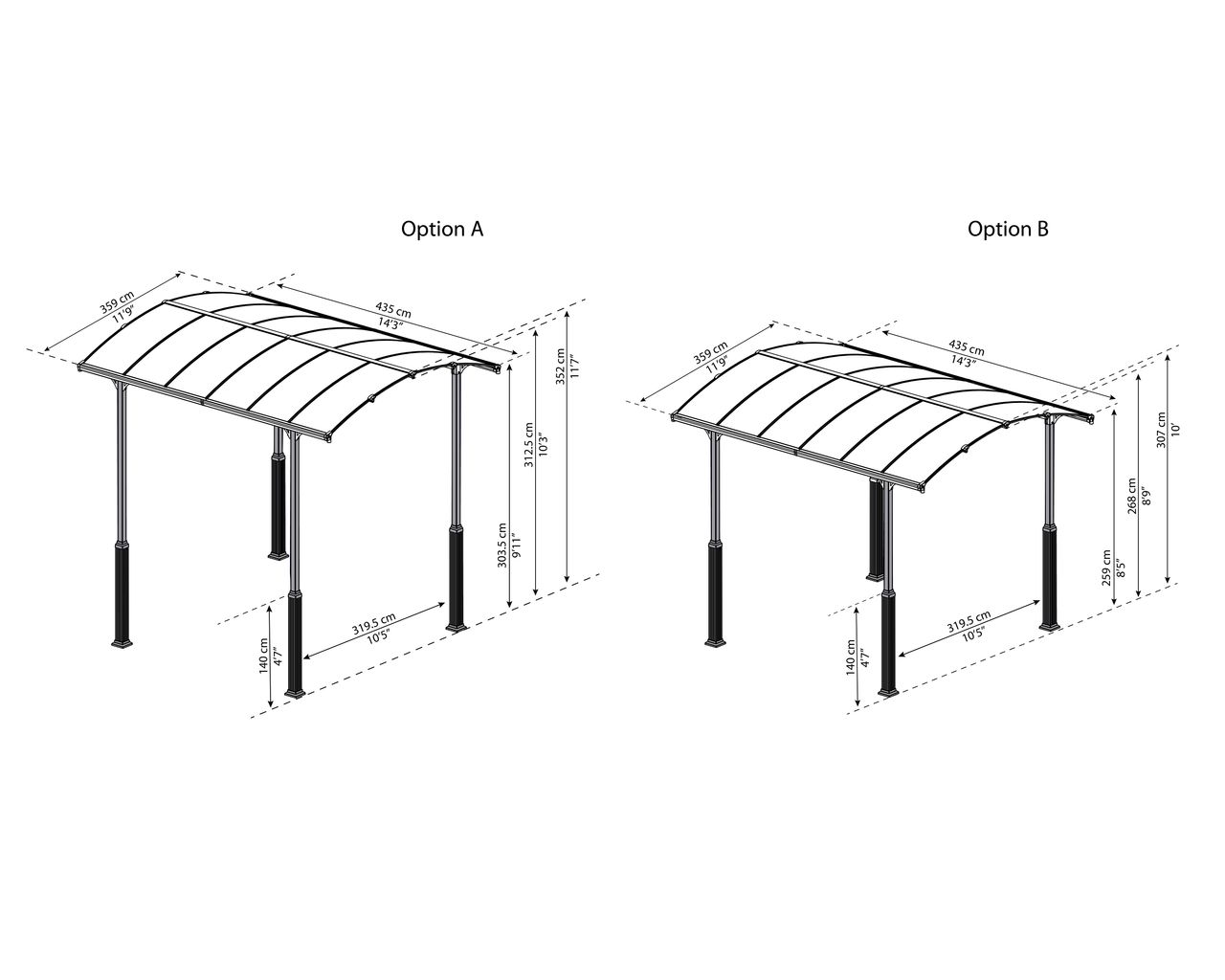 Canopia by Palram Carport Alpine 4300 435x359cm Anthrazit