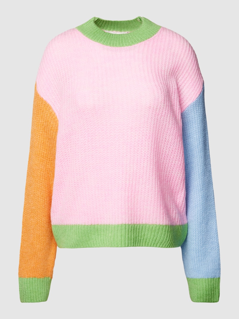 Strickpullover im Colour-Blocking-Design Modell 'MANNA' in rosa
