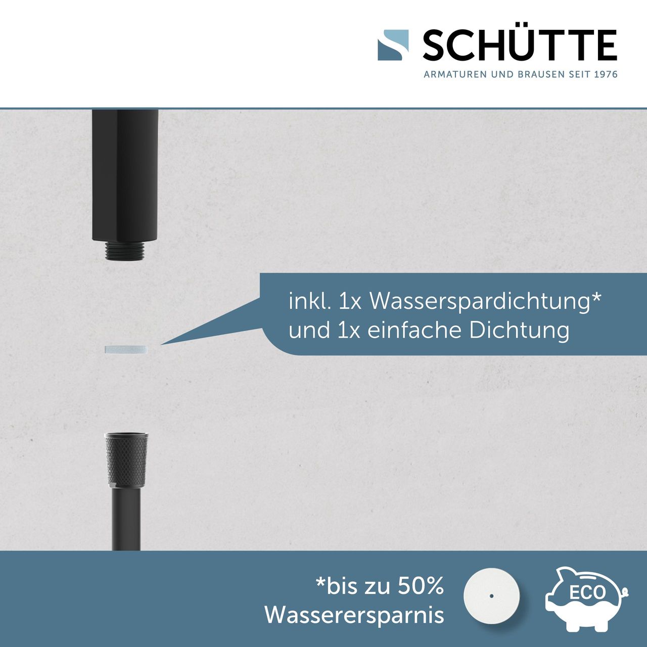 Schütte Handbrause SAMOA RAIN, Duschbrause mit 3 Strahlarten Schwarz matt