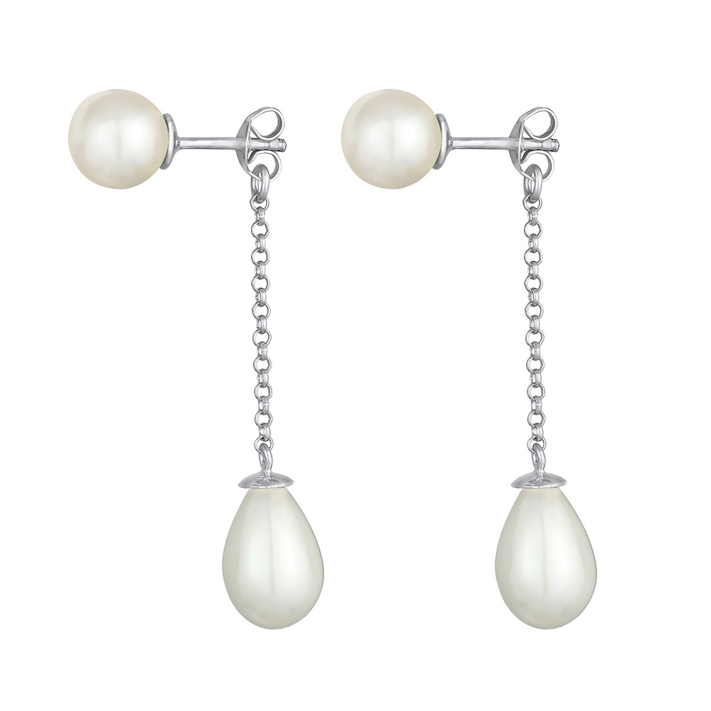 Nenalina Nenalina Boucles d'Oreilles Femmes Earjacket Goutte tendance avec perles de coqui Boucles d'oreilles