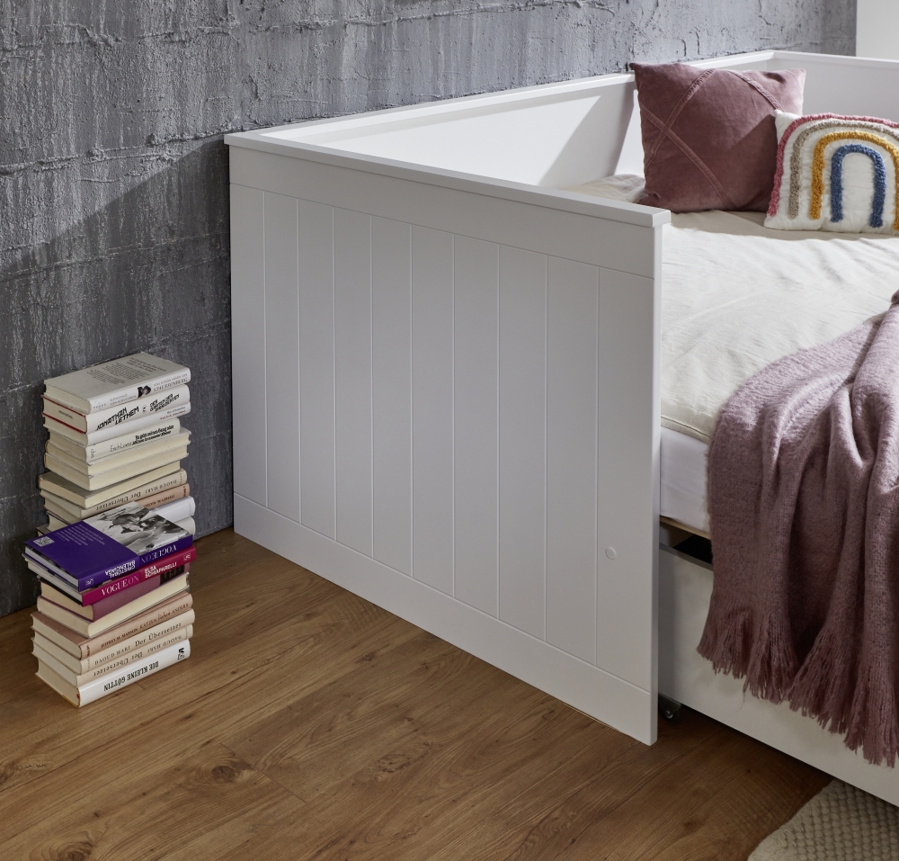 Relita Funktionsbett KIRA 90/180x200 inkl. Lattenrost und 3 Schubladen MDF weiß