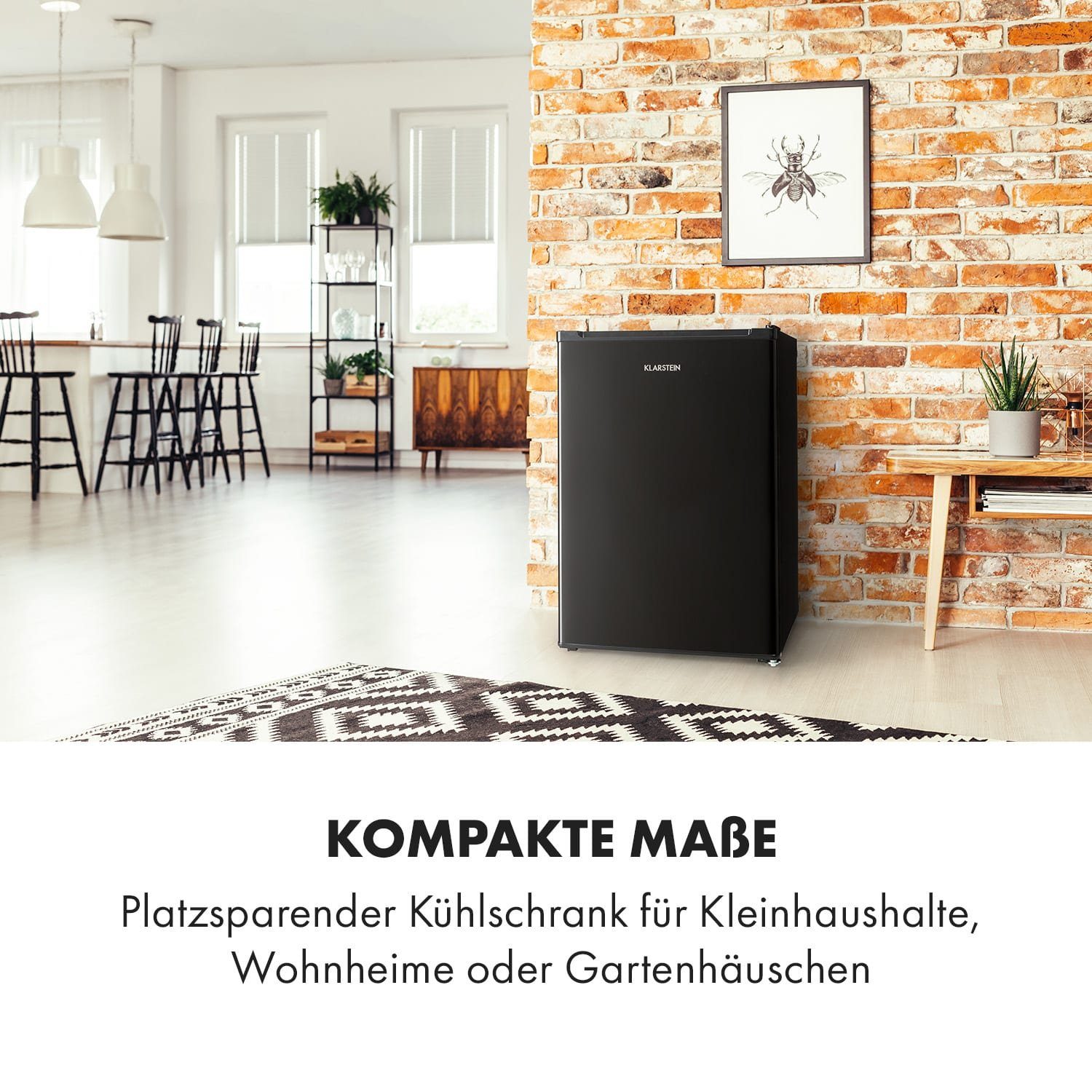 Klarstein Table Top Kühlschrank HEA9-Delaware-B 10034554, 74 cm hoch, 47 cm breit