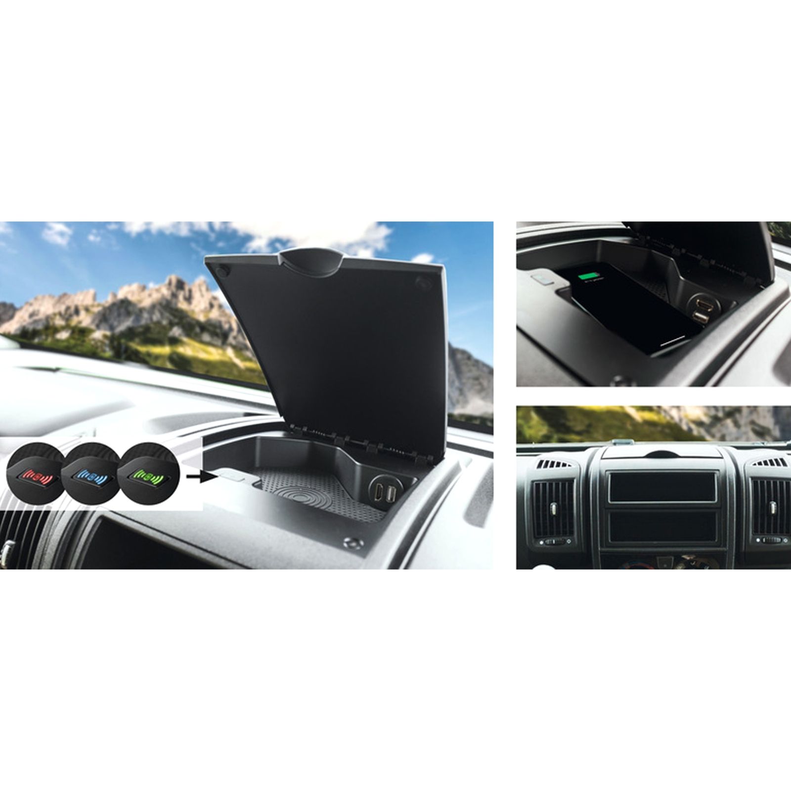 Maxxcount Fiat Ducato ab 2021 USB und AUX Qi-Ablagefach