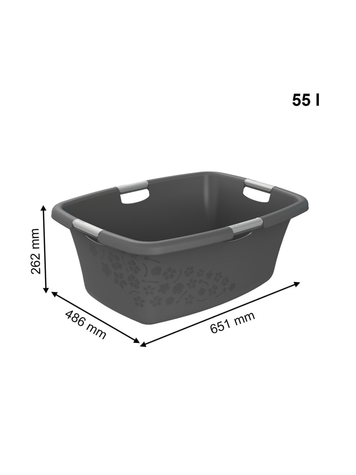 Rotho Flowers Wäschewanne 50l mit 4 Griffen, Kunststoff (PP) in Anthrazit günstig kaufen onesize