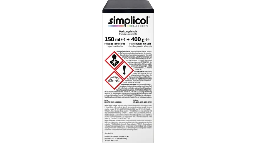 simplicol Textilfarbe intensiv Samt-Schwarz 150 ml