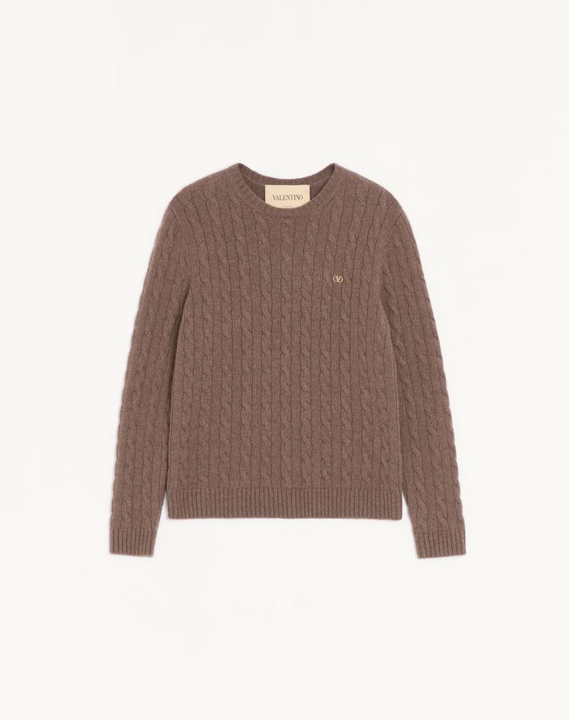 Valentino kasjmier kabeltrui met V-logo