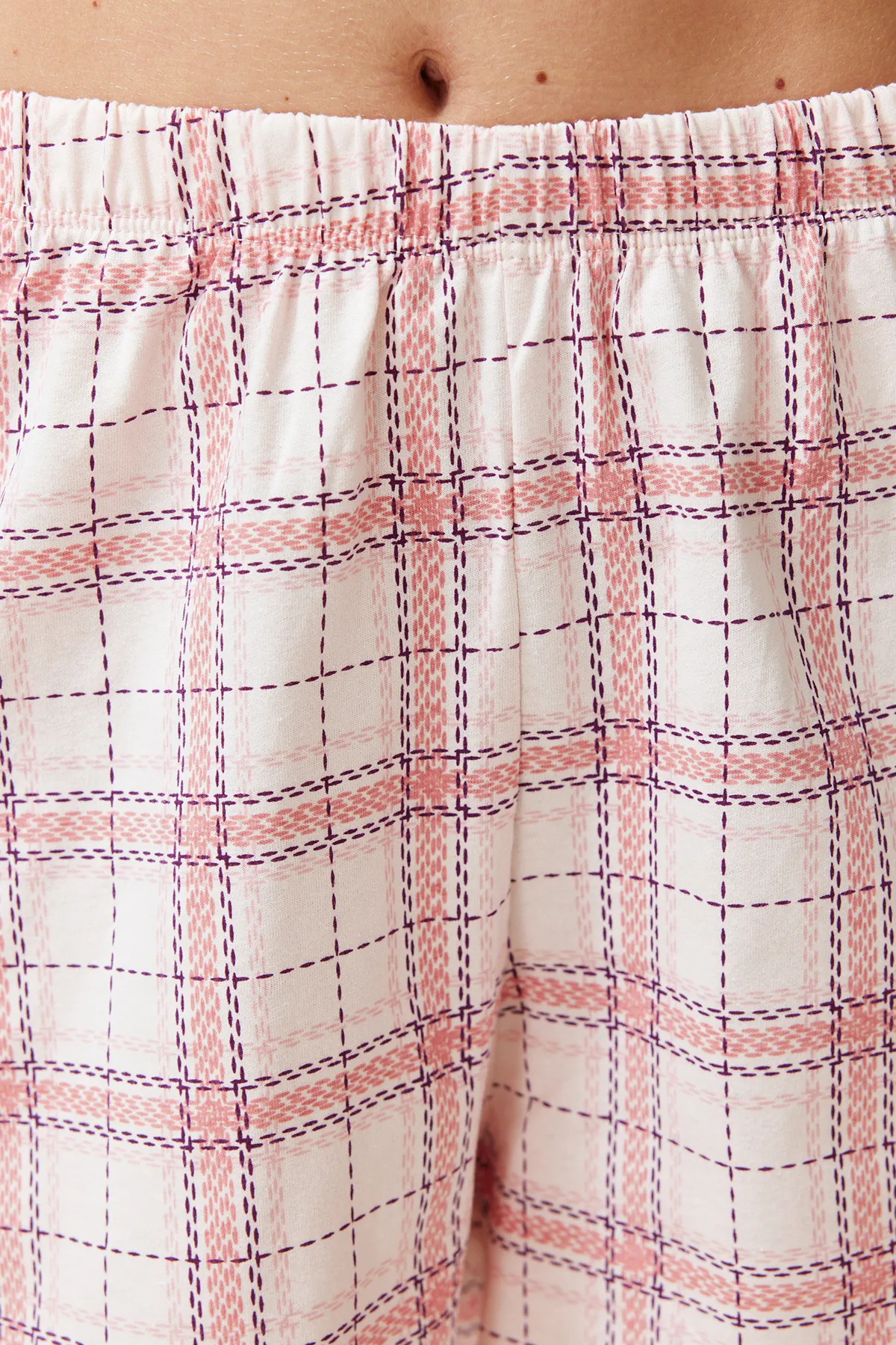Trendyol Collection  Mehrfarbige 2er-Pack gestrickte Pyjamahosen aus 100 % Baumwolle mit Karomuster THMSS24PJ00023