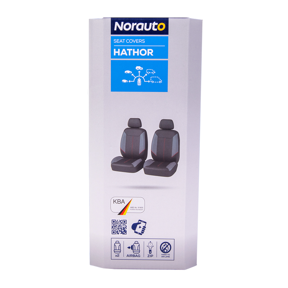 2er-Set Norauto Vordersitzbezüge Hathor schwarz / grau / rot - ATU