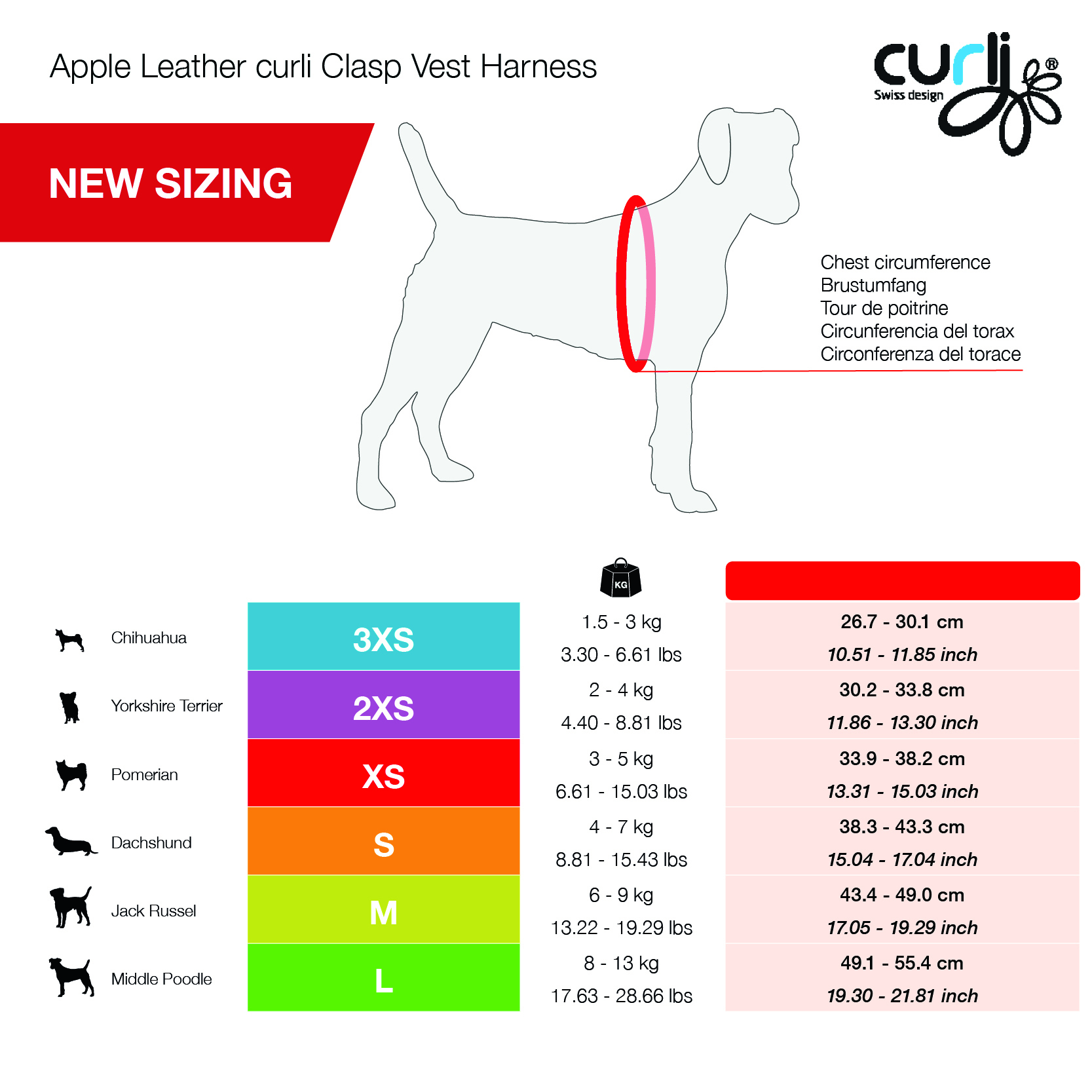 Curli Hundegeschirre Curli Clasp Geschirr aus Apfelleder schwarz L