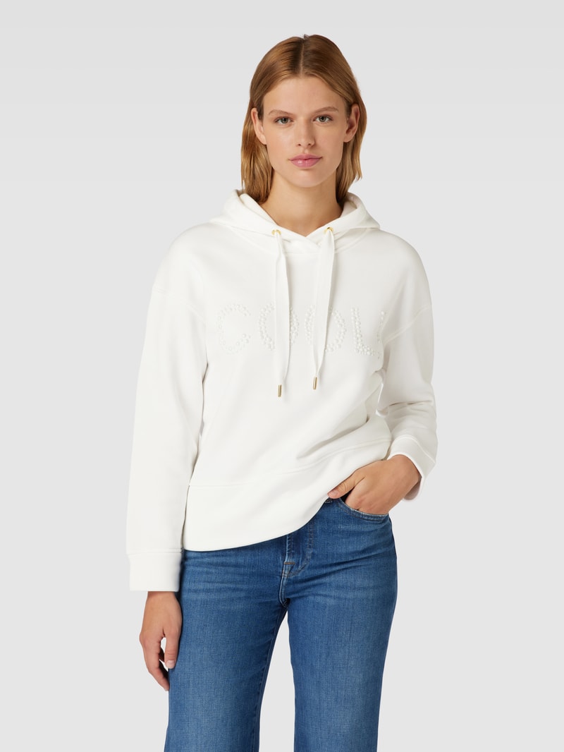 Hoodie mit Zierbesatz in offwhite