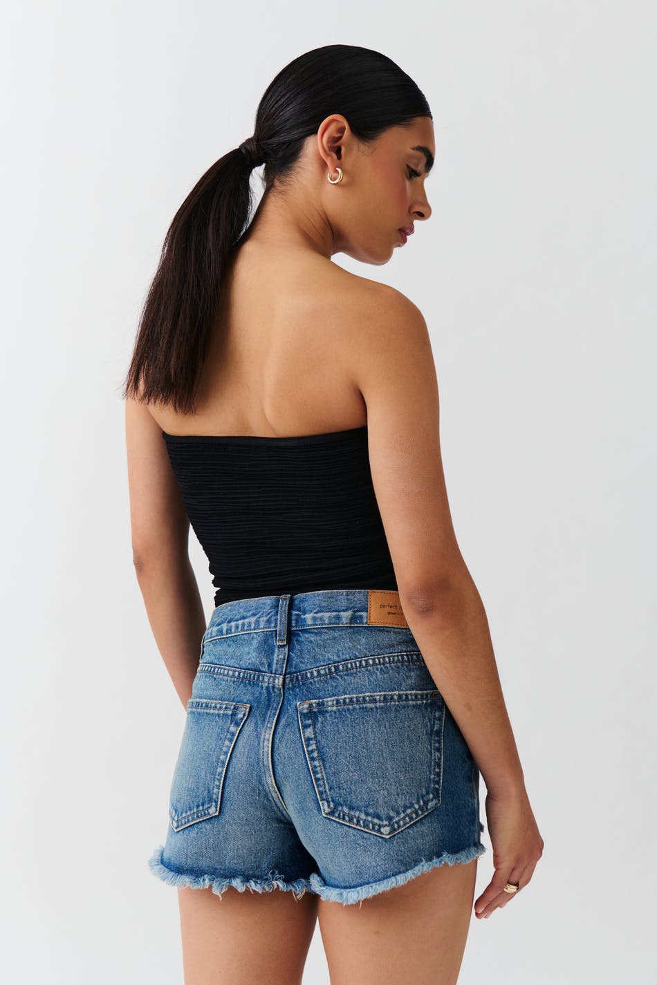 Low denim shorts