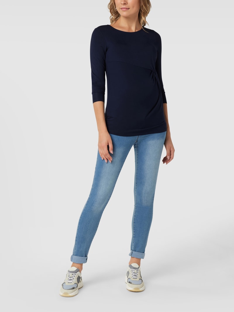 Umstands-Longsleeve mit Drapierung in marineblau
