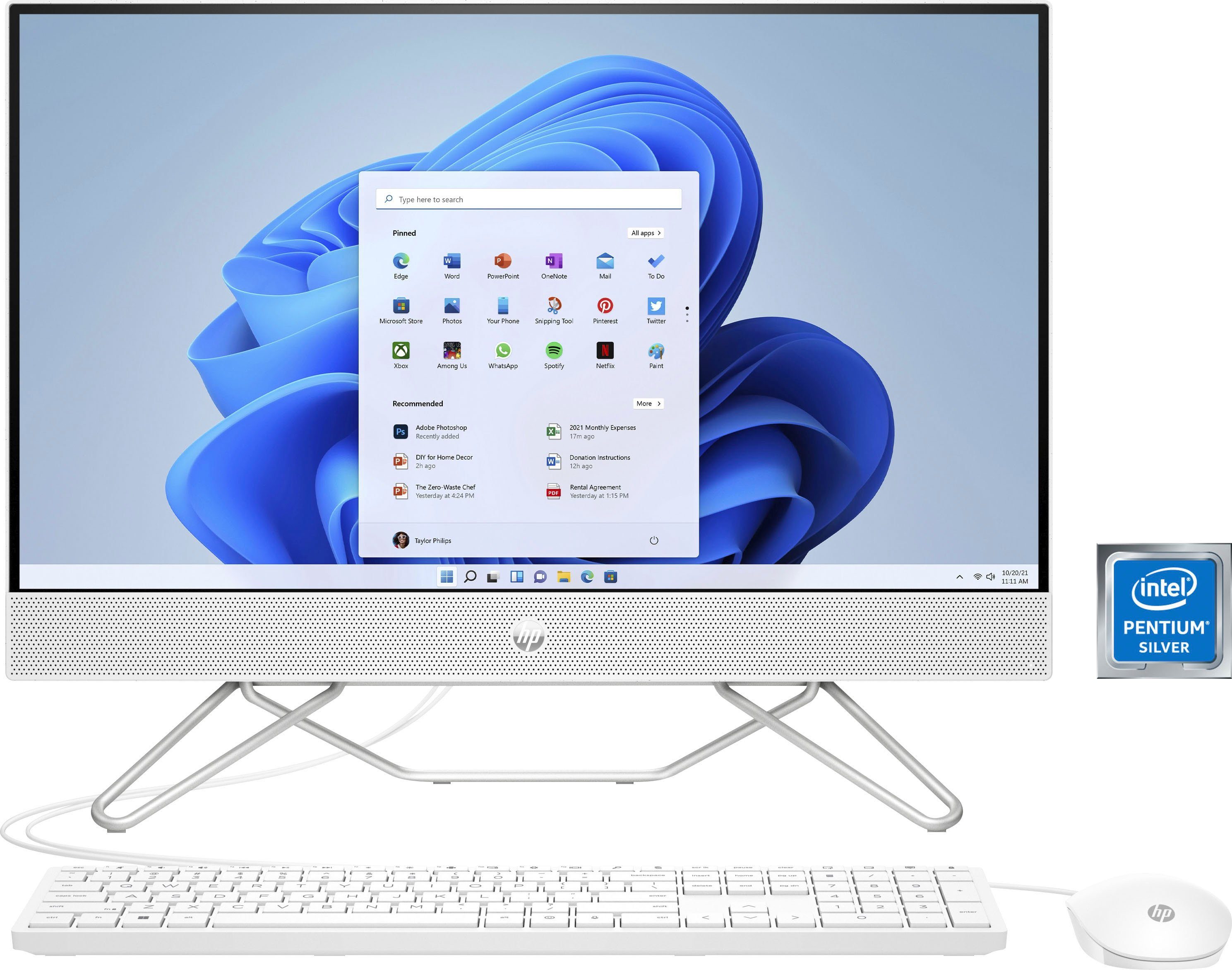 HP 24-cb0202ng All-in-One PC (23,8 Zoll, Intel Pentium J5040, UHD Graphics 605, 8 GB RAM, 512 GB SSD)