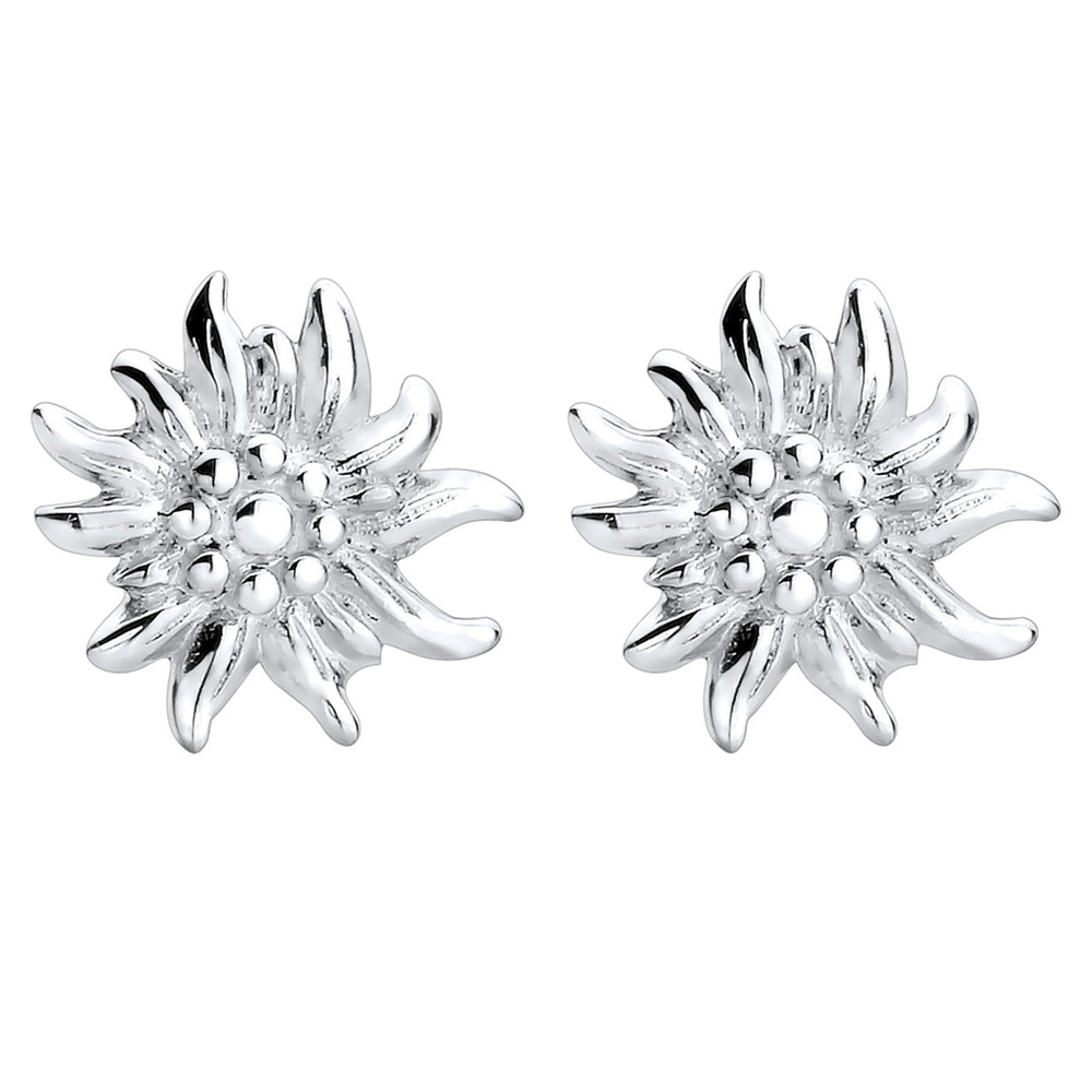 Elli Elli Boucles d'Oreilles Femmes Clous d'oreilles Édelweiss Traditionnel en Argent  Boucles d'oreilles