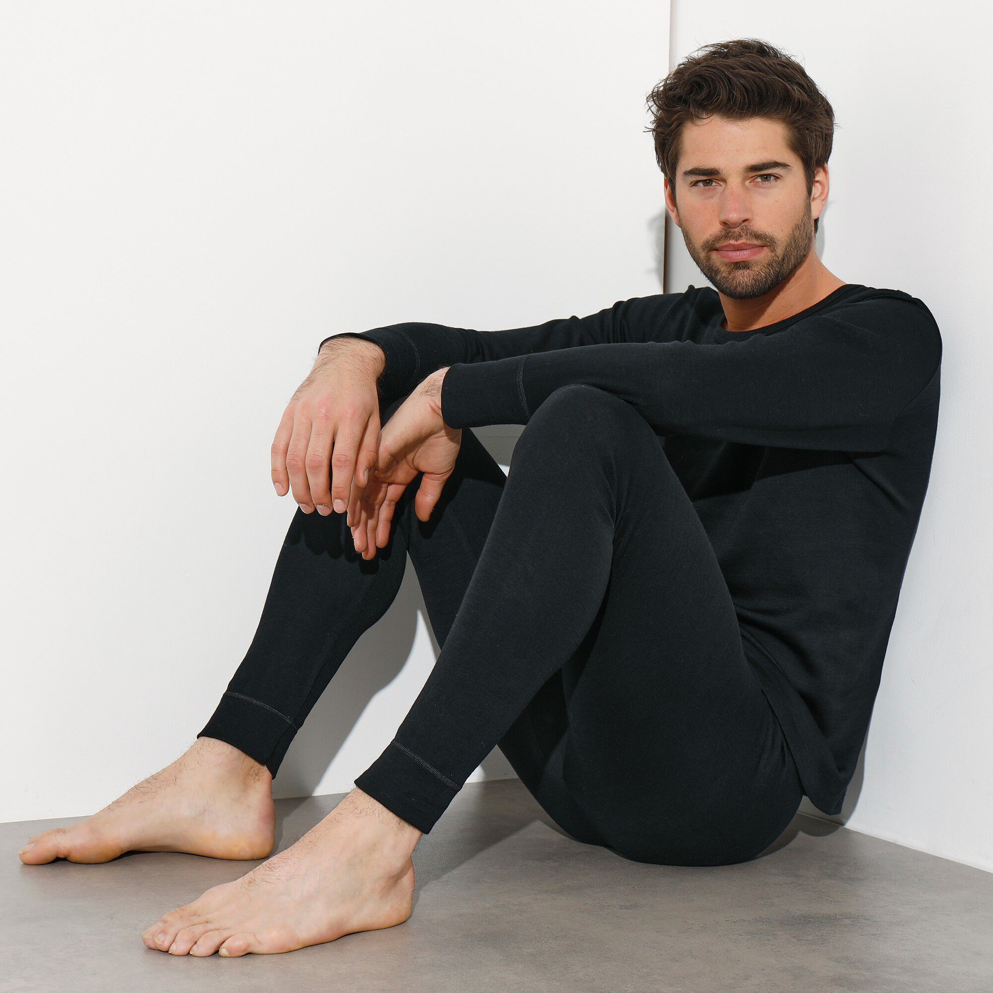 Caleçon long tricot double face ligne chaude