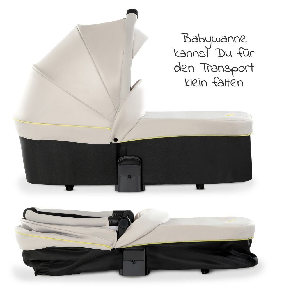 Hauck Kombi-Kinderwagen Move so Simply - Beige Neon, 2in1 Kinderwagen Buggy inkl. Babywanne & Sportsitz mit Liegefunktion