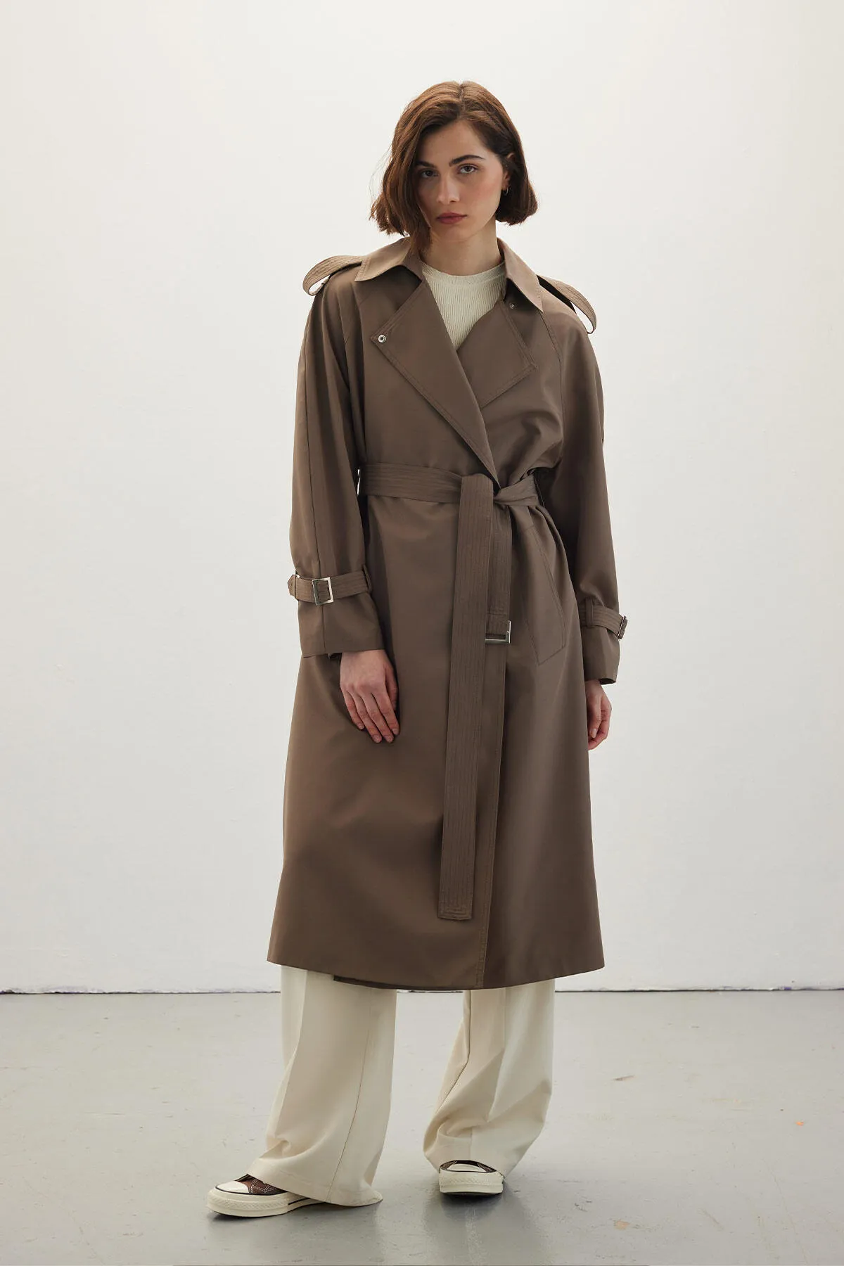 Manuka  Drapierter Trenchcoat mit Gürtel, Nerz
