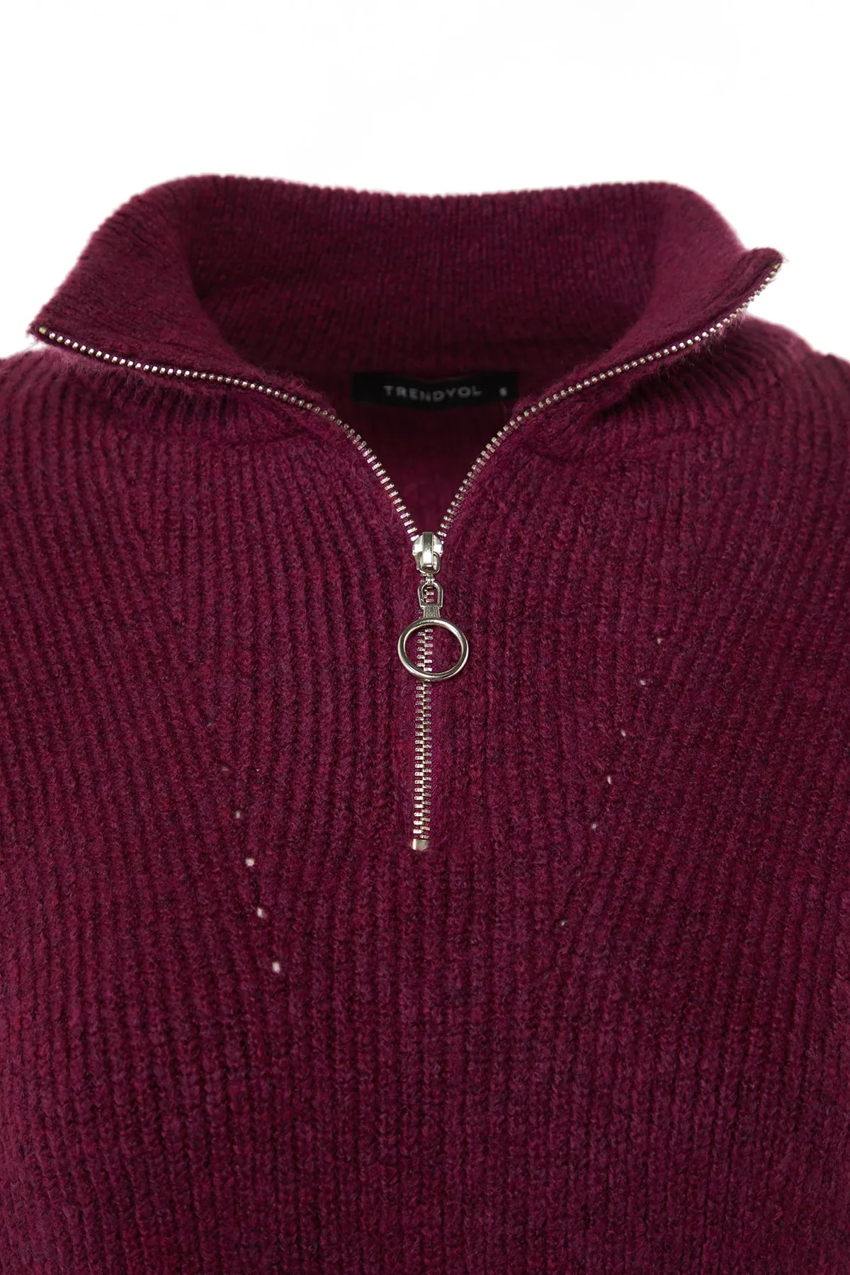 Trendyol Collection  Hellvioletter Strickpullover mit weicher Struktur und Reißverschluss TWOAW20XS0009