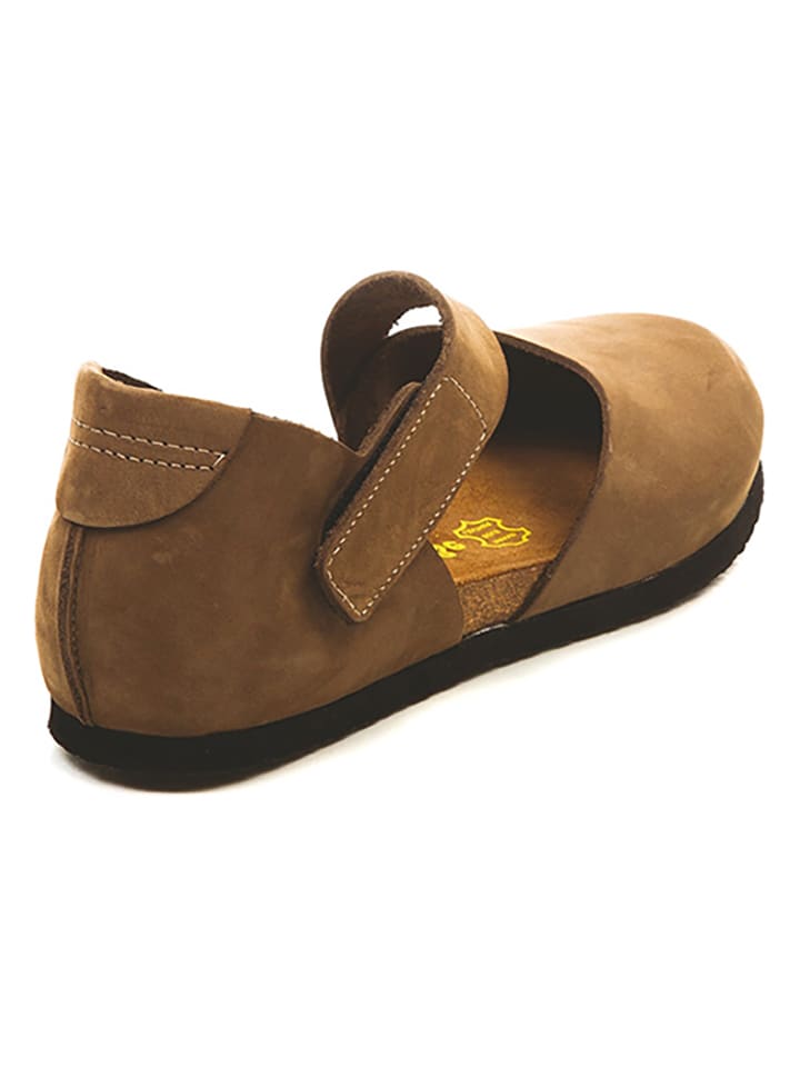 Comfortfusse Leder-Ballerinas in Sand günstig kaufen