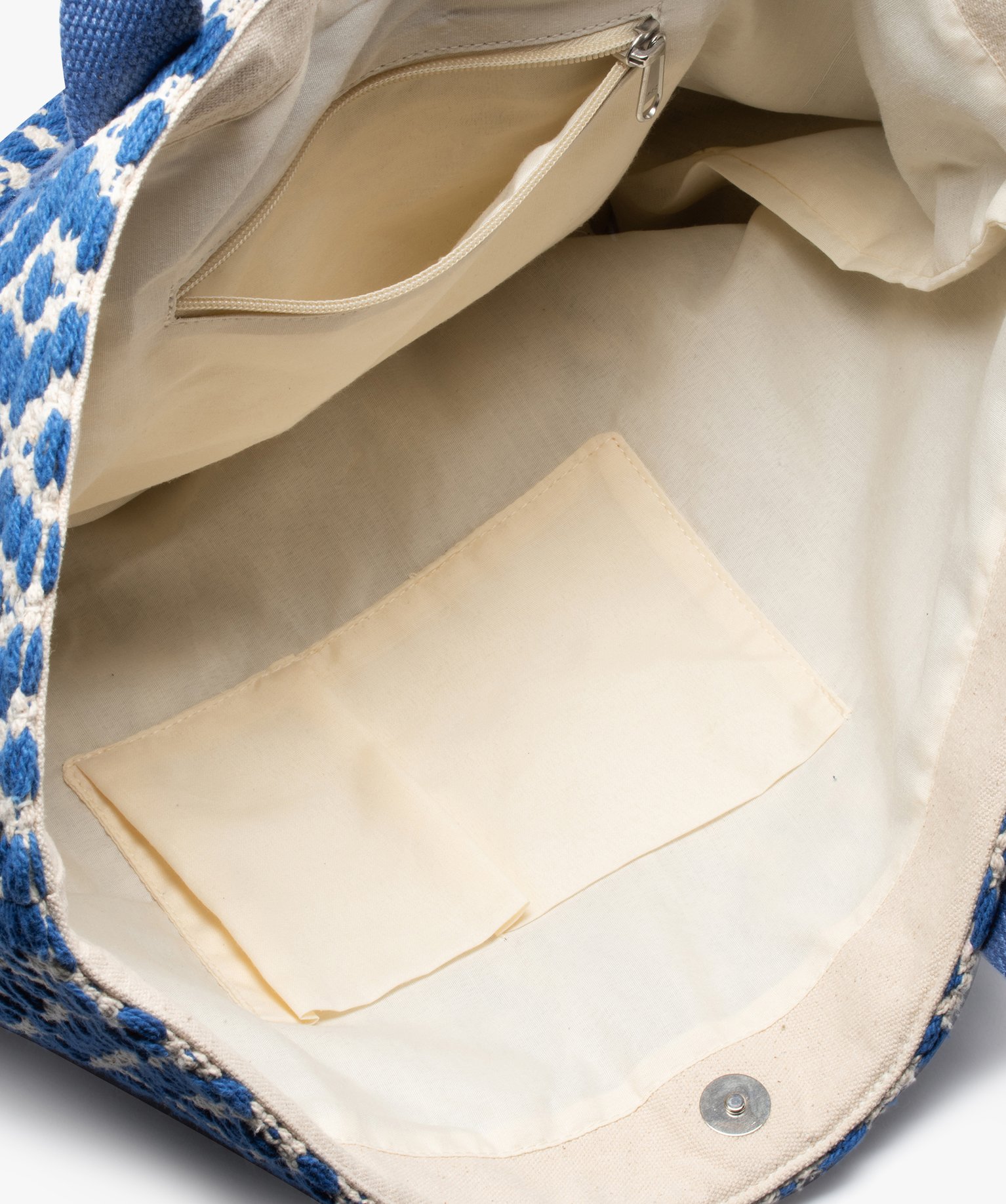 Sac cabas femme en toile tissée grand format bleu | GEMO