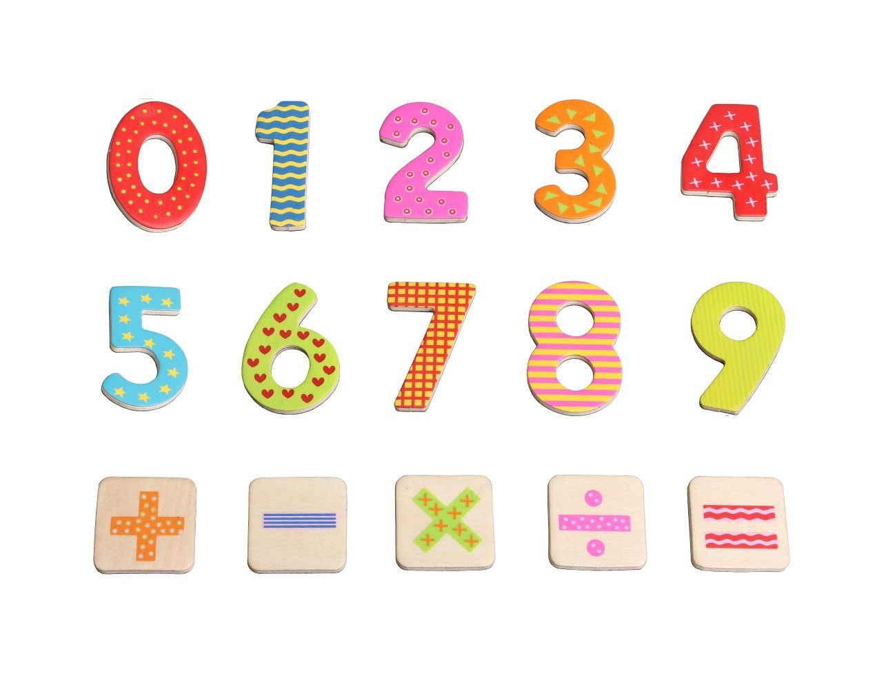 Lelin Lernspielzeug 120 tlg magnetisches Holzset mit Zahlen, Buchstaben, Rechenzeichen
