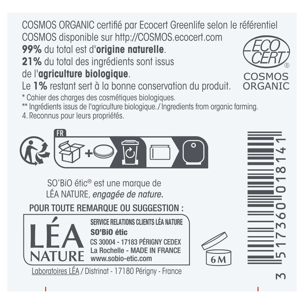 LÉA NATURE SO BiO étic Crème rose éclat fermeté jour, PrécieuxArgan Peaux Matures Crème rose