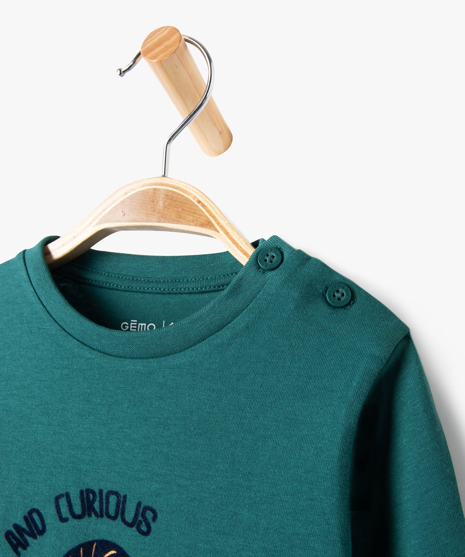 Tee-shirt imprimé à manches longues en coton bébé Garçon vert | GEMO