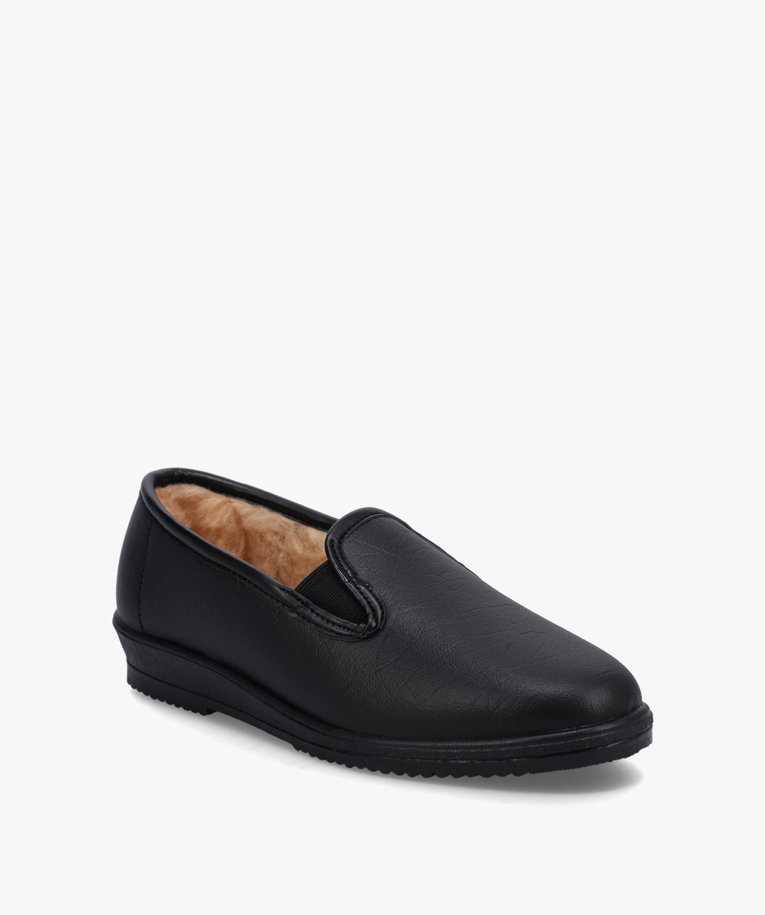 Mocassins femme confort fourrés sans lacets noir | GEMO