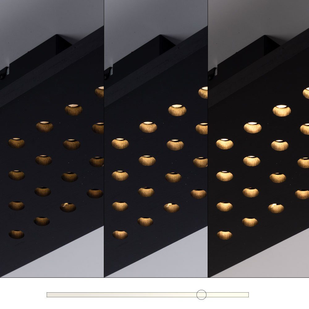 Globo LED Deckenleuchte, LED-Leuchtmittel fest verbaut, Warmweiß, Deckenleuchte dimmbar 3 Stufen Holzleuchte LED Deckenlampe schwarz