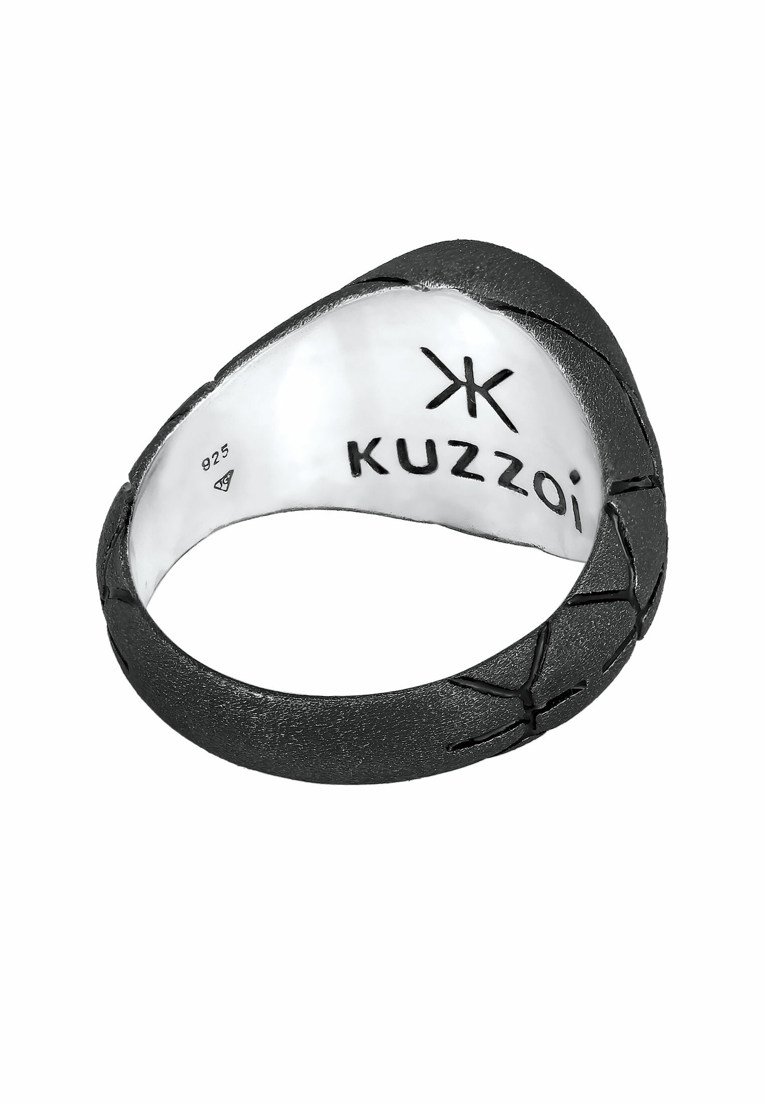 KUZZOI Basic Herren Siegelring Oval Enamel 925er Silver