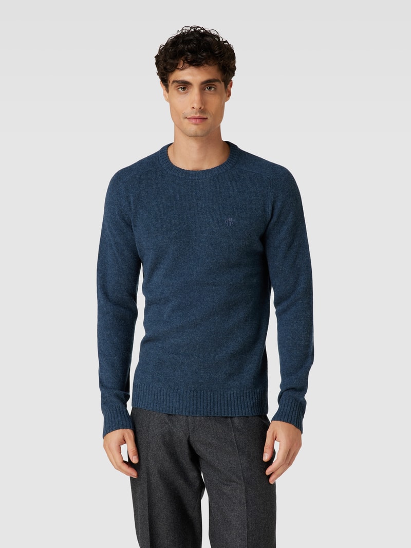 Strickpullover aus Lammwolle Modell 'TANGUY' in marineblau meliert
