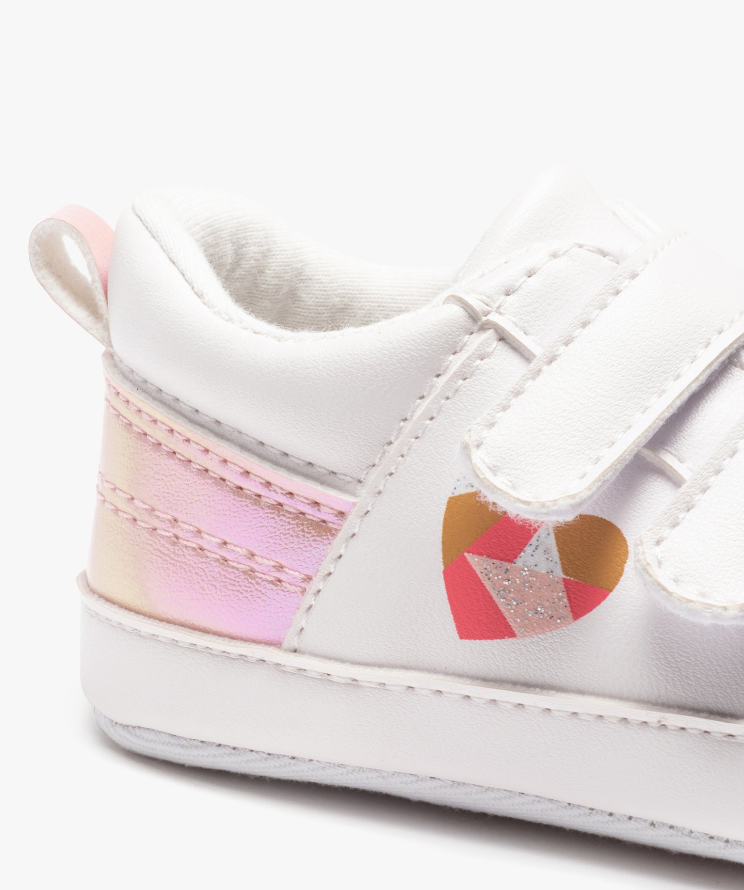 Baskets naissance bébé fille à scratch avec détails scin... blanc | GEMO