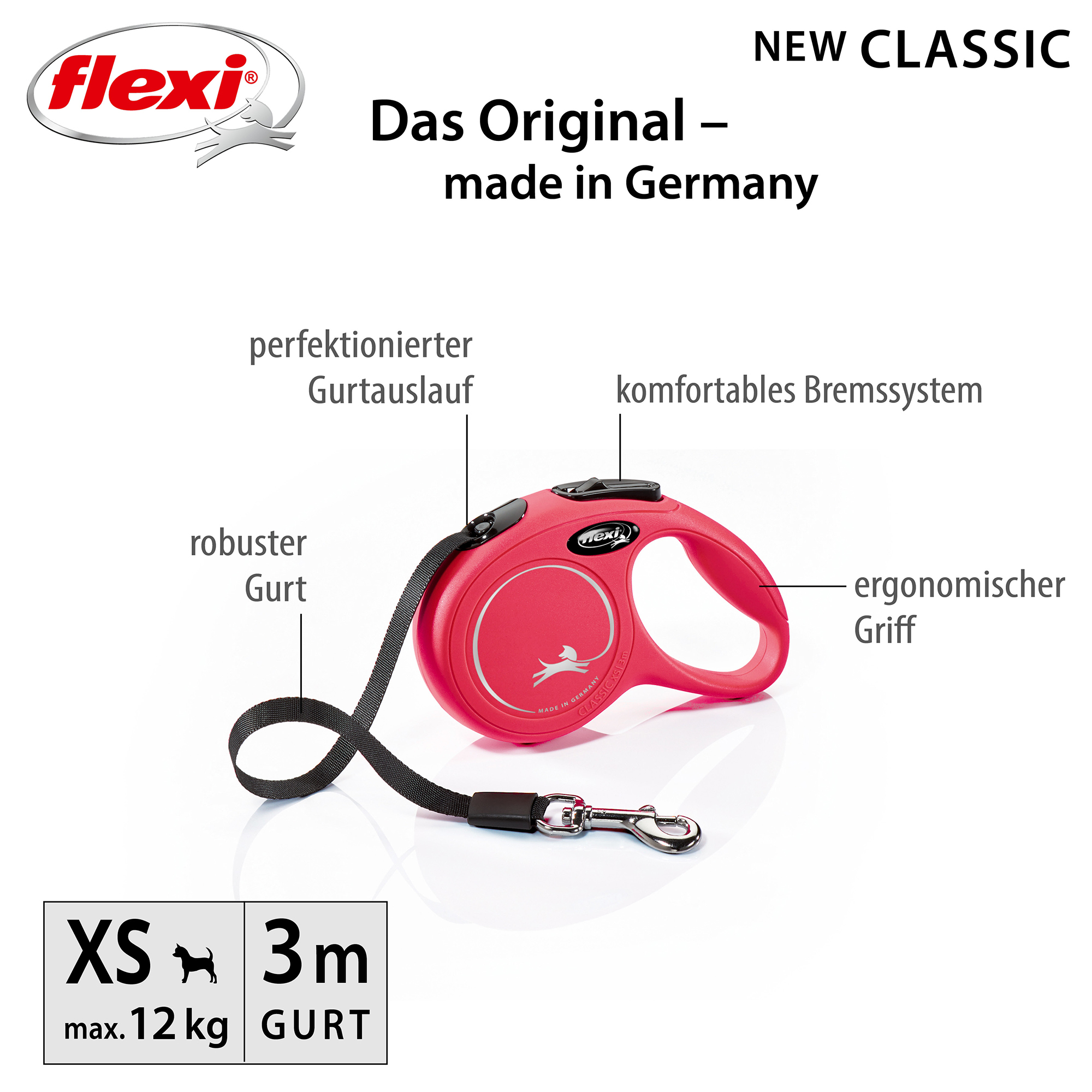 Flexi Hundeleinen Flexi New Classic Gurt rot XS, 3 m, 12 kg