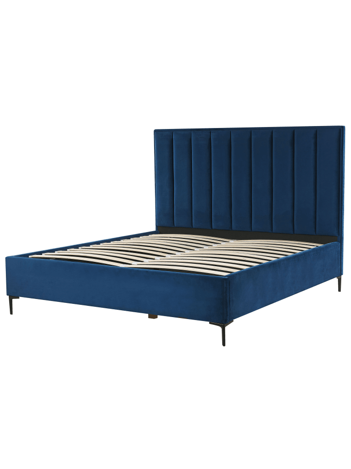 Beliani Doppelbett SEZANNE in Blau/Schwarz - (W) 190 x (H) 142 x (L) 215 cm günstig kaufen onesize