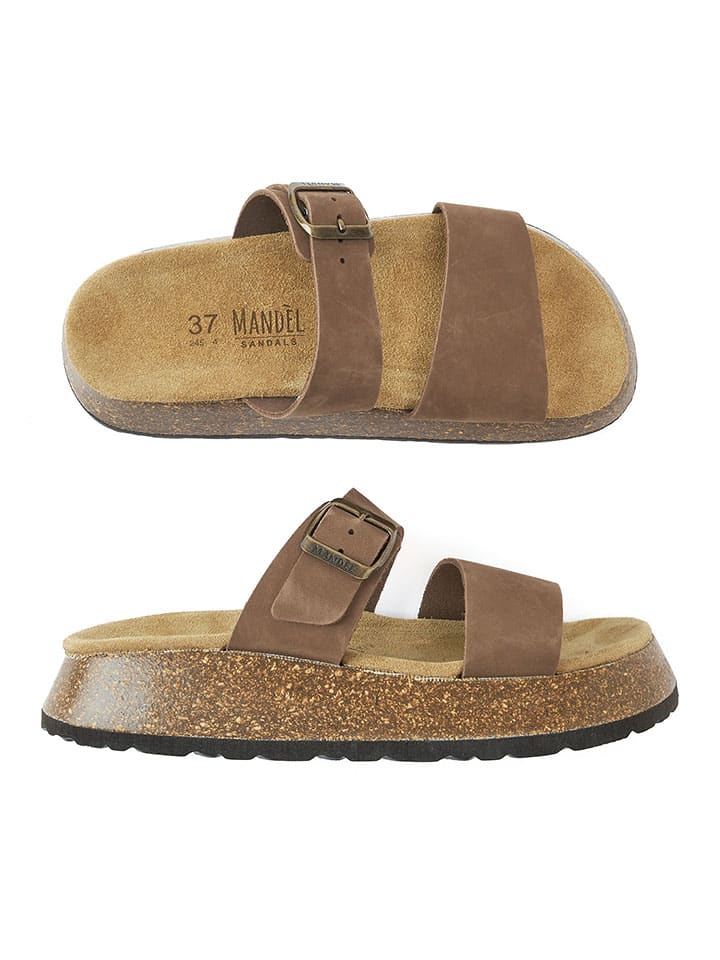 Mandel Leder-Pantoletten in Braun günstig kaufen