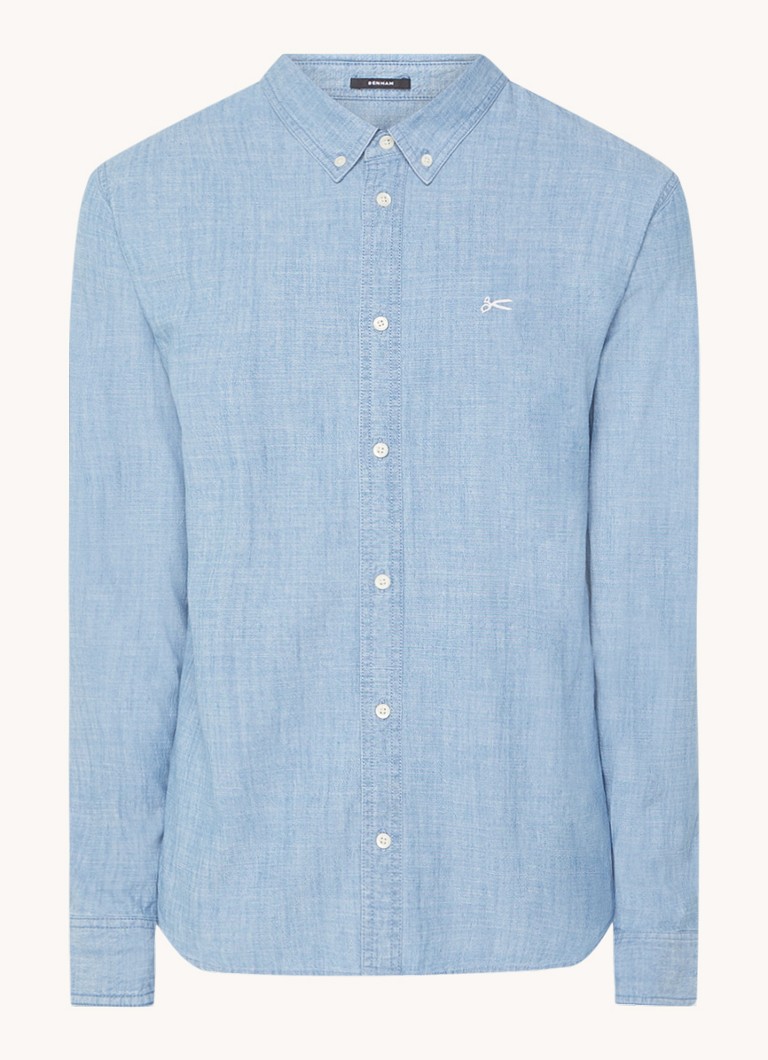 Denham Rich regular fit chambray shirt with logo embroidery