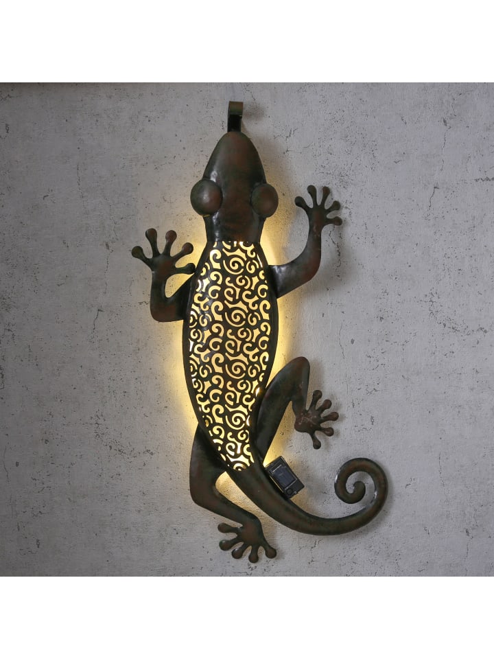 MARELIDA LED Solar Wanddekoration GECKO in braun - H: 72cm günstig kaufen onesize