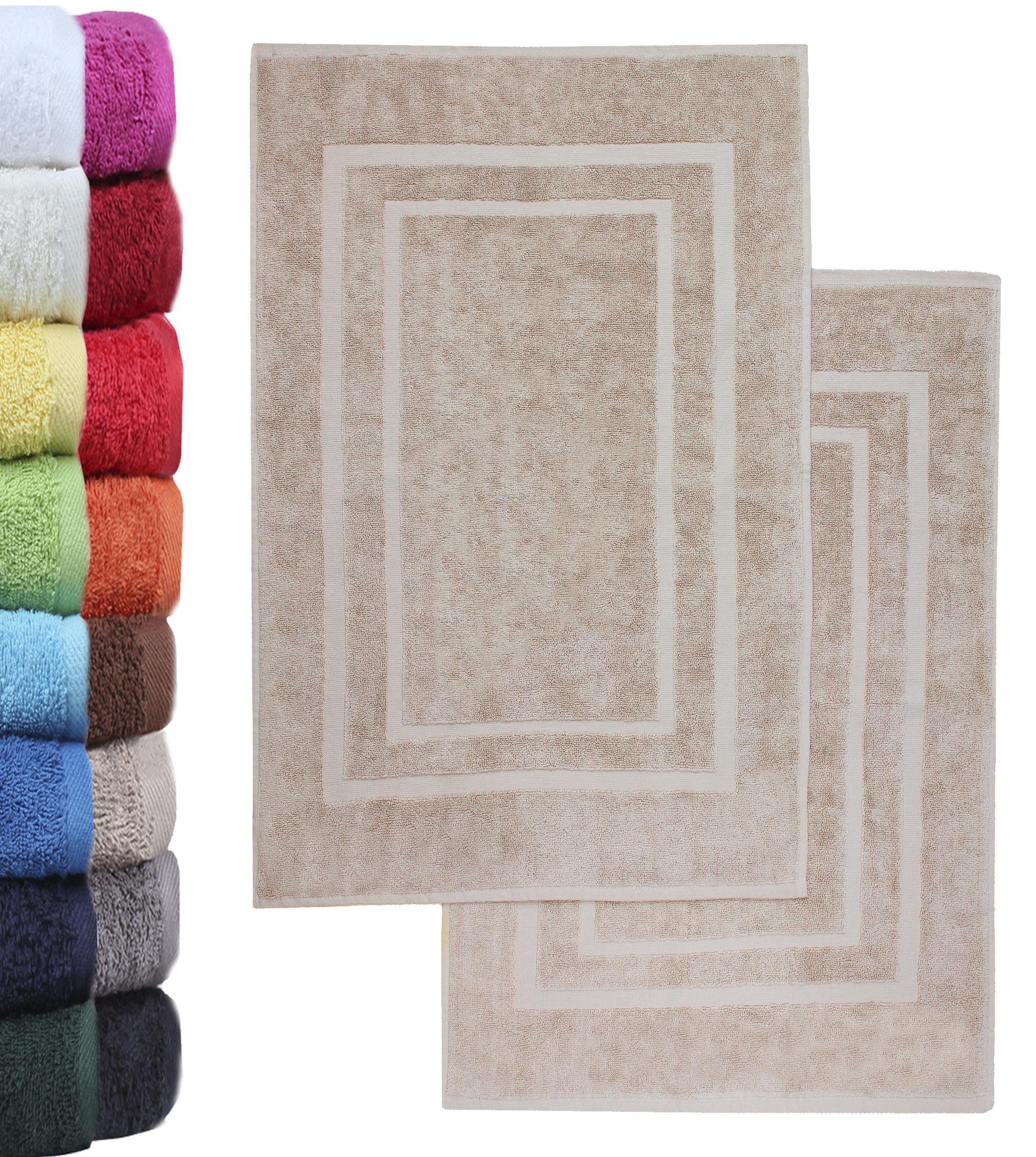 Badematte Badematte 800gsm NatureMark, rutschfest, strapazierfähig, Baumwolle, rechteckig, Badematte 2-tlg., Duschmatte Duschvorleger, Premium Qualität, 50x80cm, Sand