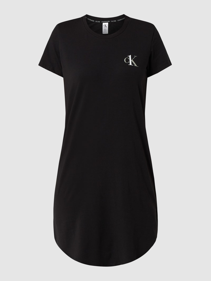 Pyjama-Oberteil mit Logo-Print in schwarz
