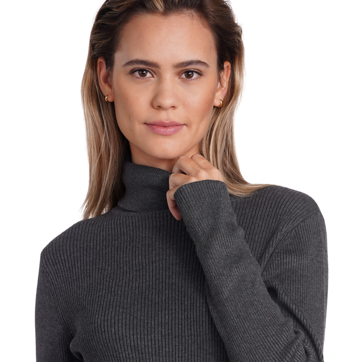 Damen Rollkragenpullover gerippt