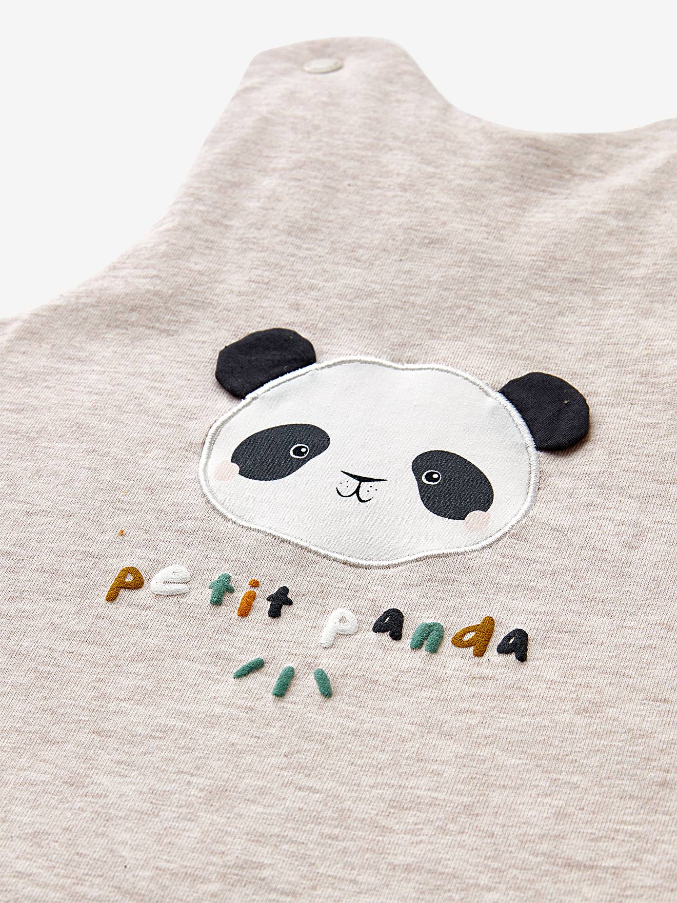 Vertbaudet Ärmelloser Baby Schlafsack KLEINER PANDA Oeko Tex - hellbeige